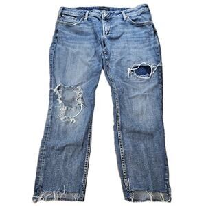 Silver Jeans Boyfriend Jeans Womens 33x29 Blue Distressed Denim W33 L29